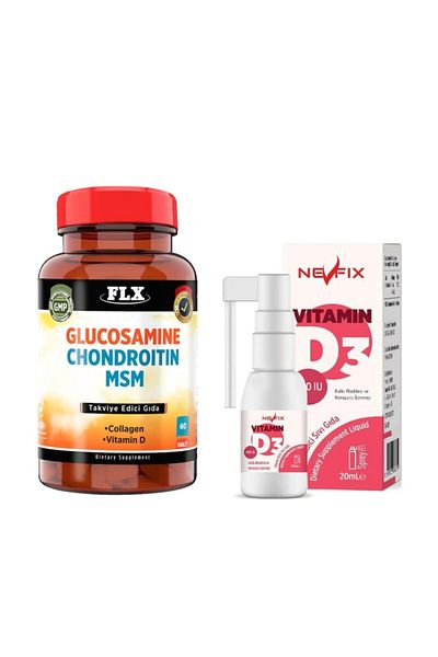 FLX Glucosamine Chondroitin Msm 60 Tablets Vitamin D3 400S 20 ml