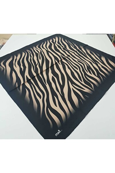 Mavi İpek Zebra Model Tiwil Eşarp Tivil Eşarp