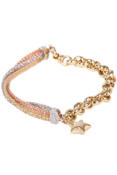 Cebeci 3 Renk Hasır Ip Yıldız Detaylı Bileklik