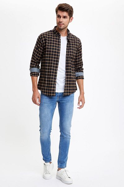 DeFacto Men's Beige Long Sleeve Modern Fit Shirt R5013AZ20AU