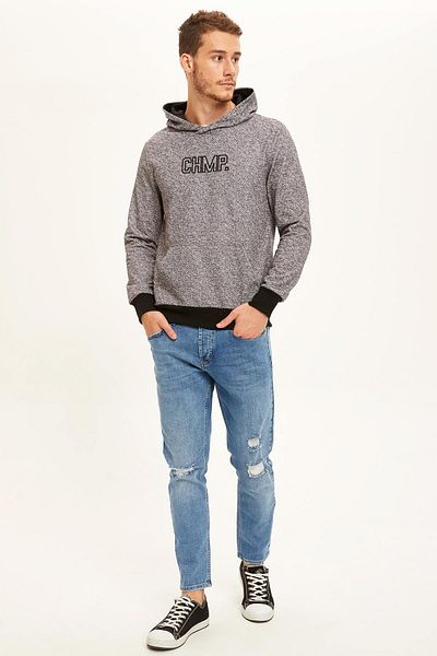 DeFacto Slim Fit Kangaroo Pocket Slogan με μοτίβο μακρυμάνικο φούτερ με μαλακό τρίχωμα