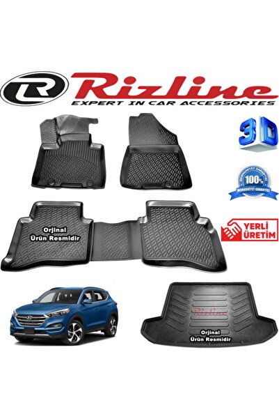 Rizline HYUNDAİ TUCSON RİZLİNE 3D Paspas + RİZLİNE 3D Bagaj Havuzu 2015-2020 Arası Siyah SET