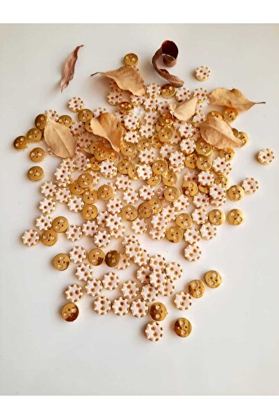 canan dizayn 12,5 Mm 2 Delikli Gold Geçme Düğme 20'li Paket.