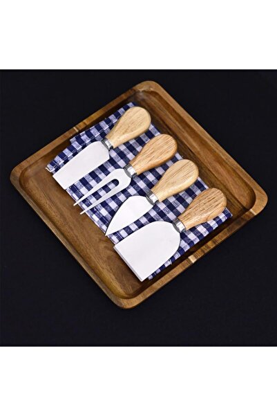 Birdoludukkan Stainless Steel Cheese Knives Serving Set with Wooden Handle 4 Pieces