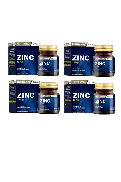 Nutraxin Zinc 15 mg 100 Tablets X4 Pieces