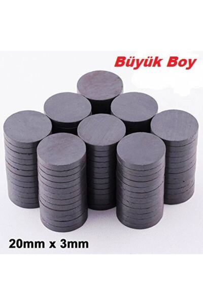 Dünya Magnet 500 Adet 20x3 Büyük Yuvarlak Ferrit Mıknatıs -kokulu Taş-nişan S...