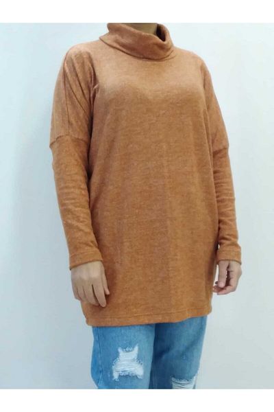 Mertcan Butik Cinnamon Color Degaje Collar Blouse Tunic