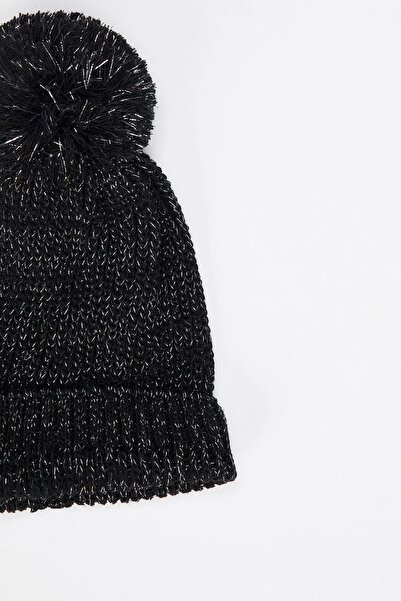 DeFacto Women's Black Red Pompom Knitwear Beret R7505AZ20WN