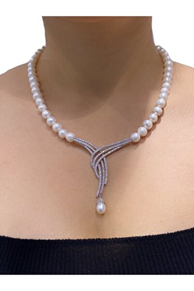 MaGümüş Suyolu Gerçek Inci Gerdanlık 925 Gümüş Kolye