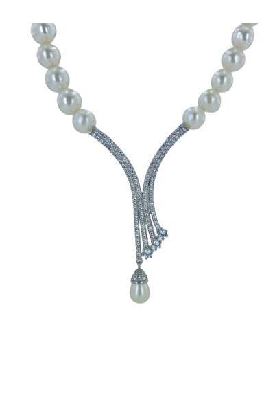 MaGümüş Yeni Altın Modeli Düğün Abiyelik Inci Gerdanlık 925 Gümüş Kolye