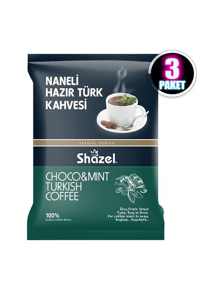 Shazel Instant Turkish Coffee with Mint 100 gr 3 Packs