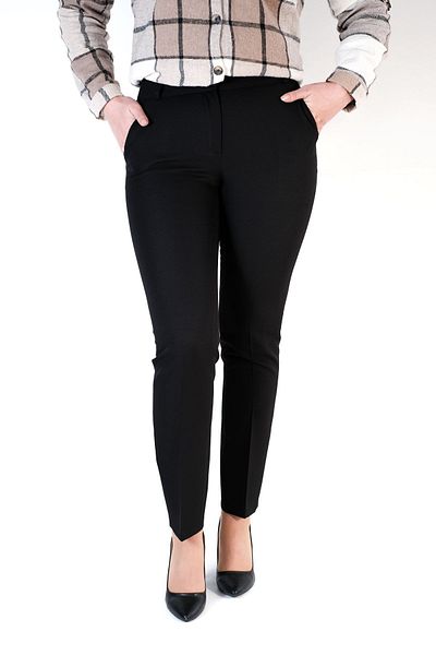 IMREGYM Women's Black Ankle Length Narrow Leg Fabric Trousers