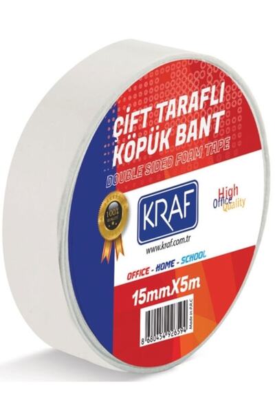 KRAF Çift Taraflı Köpük Bant 15 mm x 5 mt
