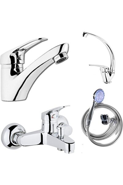 Arya 4 Parça Ekonomik Lavabo Eviye Banyo Batsı Duş Seti 5 Yıl Garantili