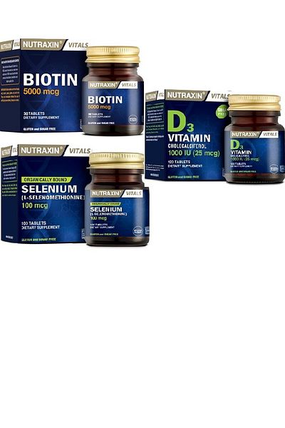 Nutraxin Vitamin D3 1000IU-Selenium100McgBiotin 2500McgCombo Tablets