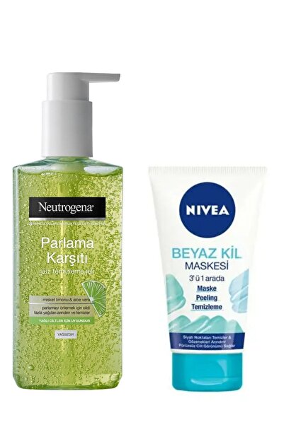 Neutrogena Parlama Karşıtı Yüz Temizleme Jeli 200 Ml & Nivea Beyaz Kil Maskes...