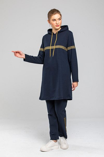 CNG MODA Women's Hooded Glitter Stripe Tracksuit Set