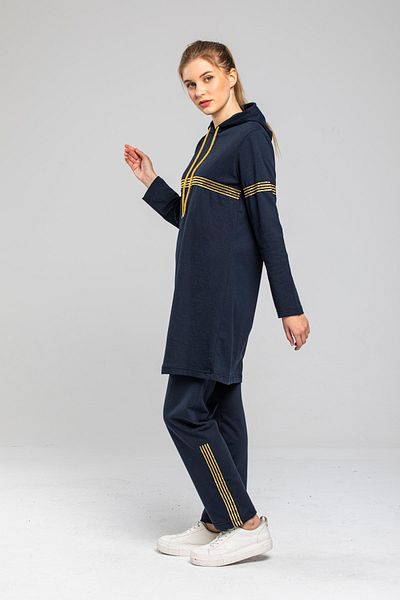 CNG MODA Women's Hooded Glitter Stripe Tracksuit Set