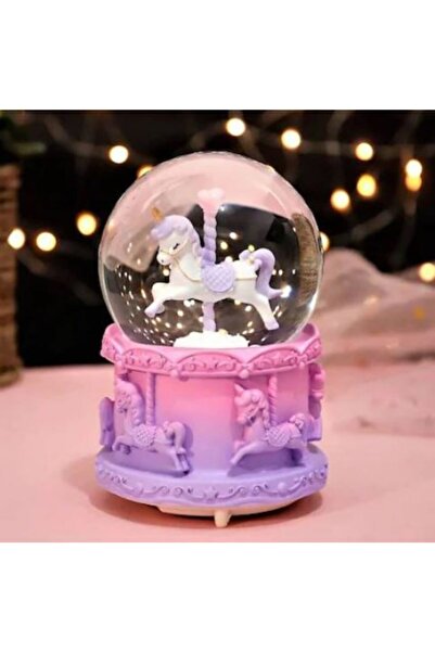 MOBGİFT Mor Atlı Karınca Işıklı Müzikli Sihirli Kar Küresi