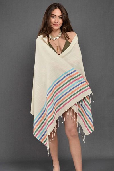 Dosimira Beige Rainbow Cotton Peshtemal