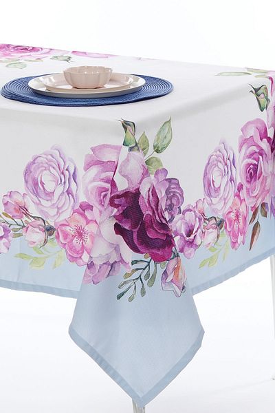AYSHOME Față de masă din țesătură țesătă cu model de flori 145x145 cm