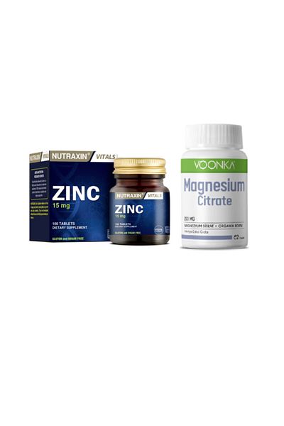 Nutraxin Zinc and Magnesium Citrate for Health - Skin, Hair, Nail Tablets 15 Mg/100 + 200 Mg/62