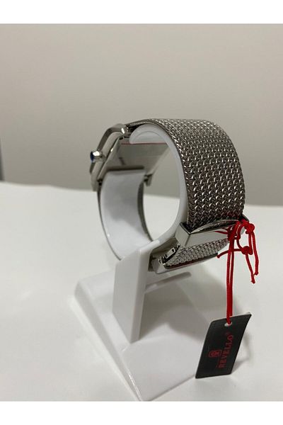 Revello Men's Silver Mesh Strap Wristwatch