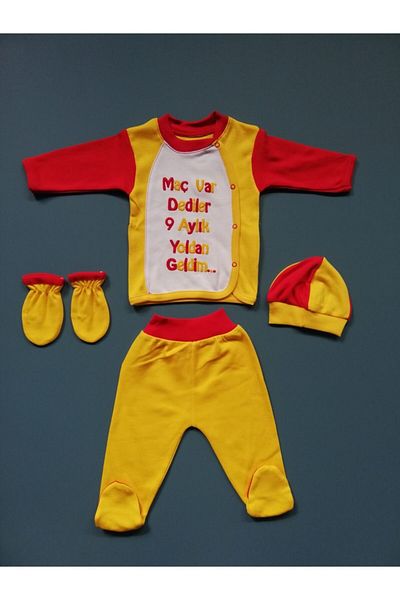 GÜLÜCÜK Boy's Yellow Born Fanatic 4-Piece Bodysuit Set