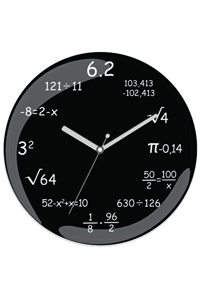 3M Matematik Istediğiniz Isim Sessiz Bombeli Gerçek Cam Duvar Saati