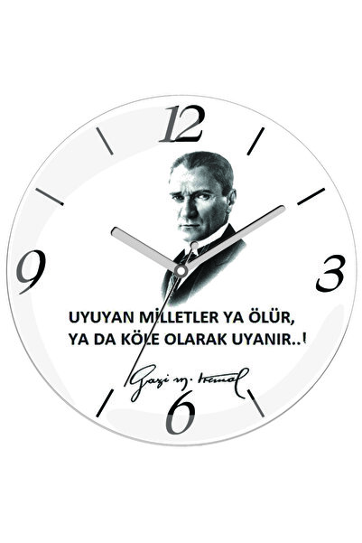 3M Atatürk Sessiz Bombeli Gerçek Cam Duvar Saati