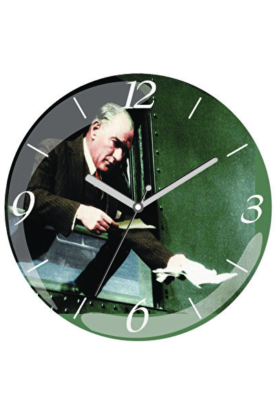 3M Ceas de perete din sticlă autentică cu scrisoare Ataturk, silențios, bombat