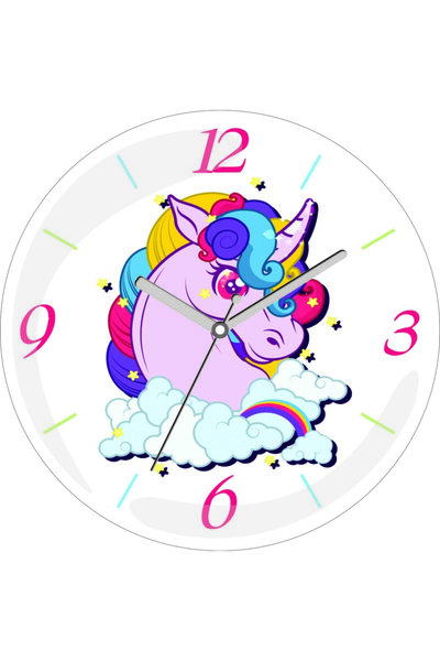 3M Ceas de perete din sticlă reală Unicorn Glitter Silent Acar Bombeli