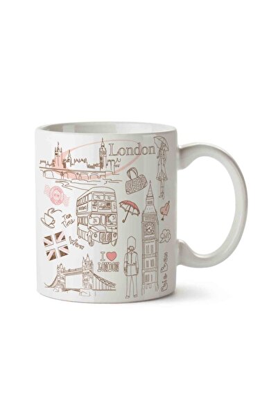 ART HEDİYE لندن باريس رسم كوب مطبوع على الجانبين
