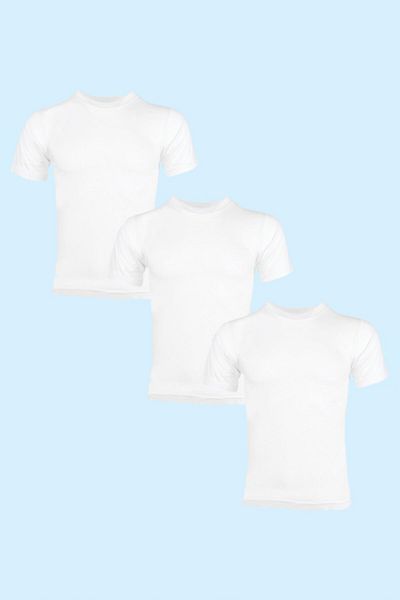 Ceylanoğlu Men's White Combed Cotton Crew Neck Undershirt 6 Pack