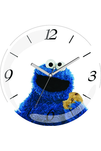 3M Ceas de perete din sticlă reală cu design în formă de monstru de prăjitură