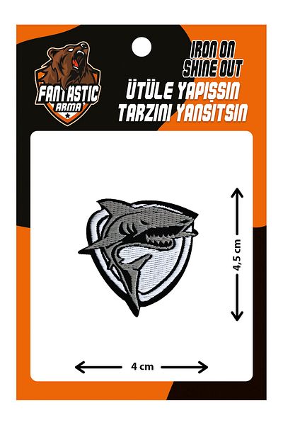 FANTASTIC ARMA Patch de armament țesut care se lipsește cu fierul de călcat, rechin/rechin