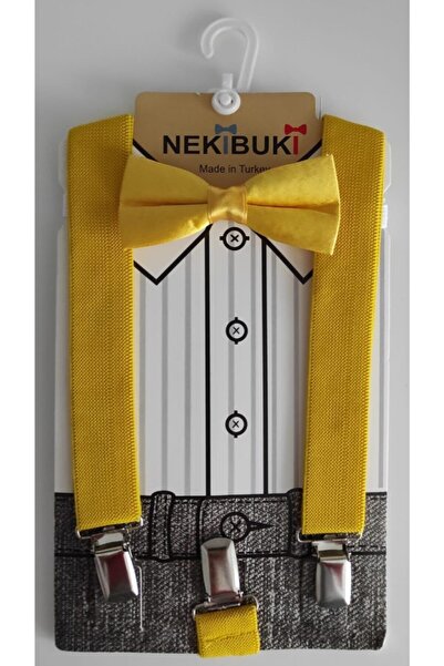 NEKİBUKİ طقم بنطلون أصفر للأولاد وربطة عنق