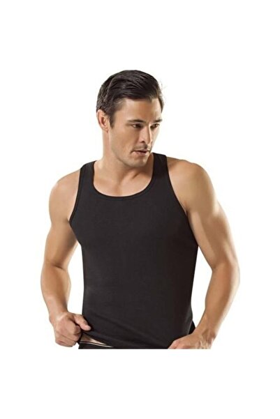 Tutku Cămașă de corp pentru atlet, bumbac, negru, cu nervuri, pachet de 3