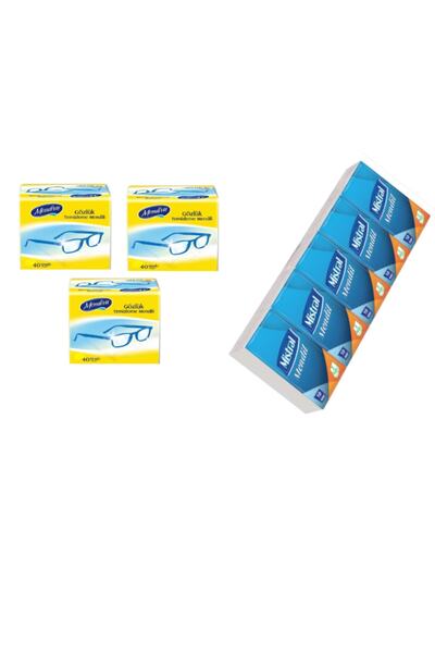 Mendiva 120 Adet Gözlük Temizleme Mendili Ve 10 Paket Kağıt Mendil