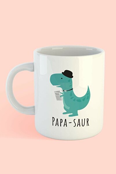 Piktorya كوب أبيض مطبوع عليه ديناصور بابا ساور هدية عصرية