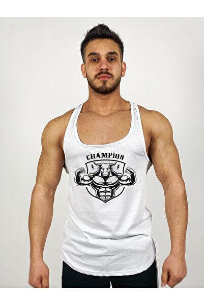 Black İstanbul Чорний - Чоловічий білий Champion з принтом Gym Atlet