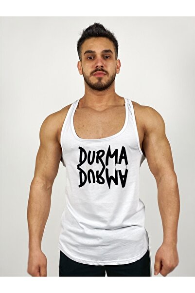 Black İstanbul Чорний - Чоловічий білий принт Gym Atlet