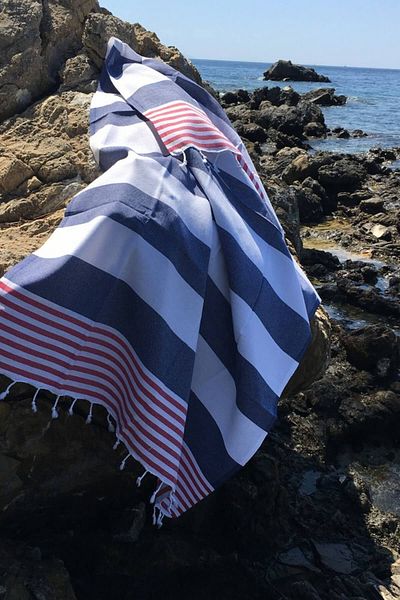 Denizli Concept Κόκκινο Navy Blue Sultan Marin Peshtemal