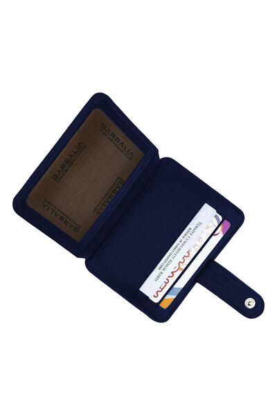 Garbalia Shelby Navy Blue Genuine Leather Card Holder Wallet