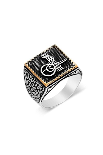 Afrodit Silver Erkek Osmanlı Tuğralı Gümüş Yüzük