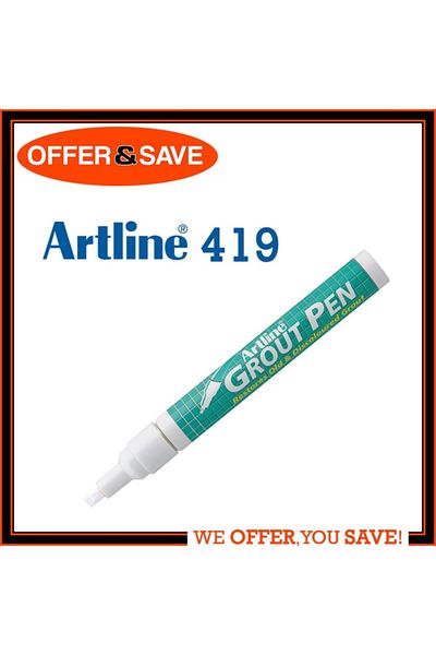 artline Grout Pen Painting Marker Between Tiles White + 2 Spare Tips