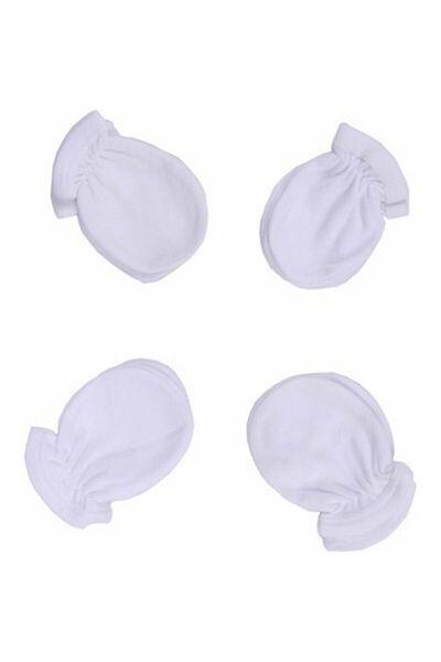 Güneş Bebe Set of 4 Unisex Baby White Plain Gloves