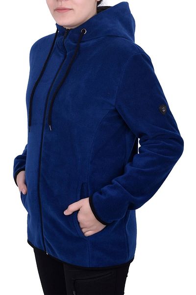 GHASSY CO. Women's Blue Hooded Zippered Fleece Sweatshirt
