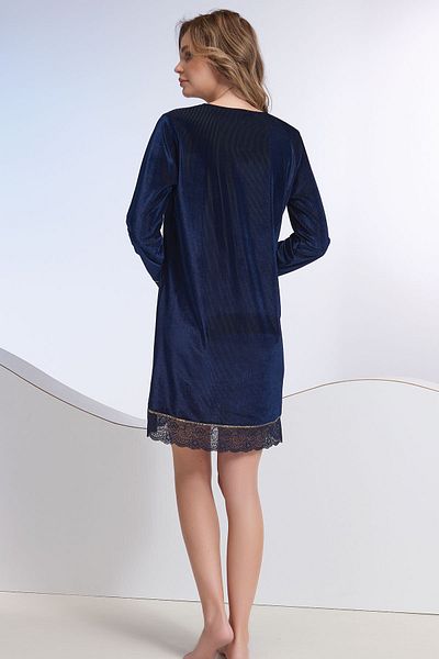 Sevim Women's Navy Velvet Nightgown
