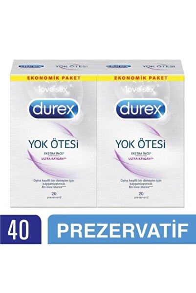 Durex Yok Ötesi Ultra Kaygan Prezervatif, 40'lı Ekonomik Paket